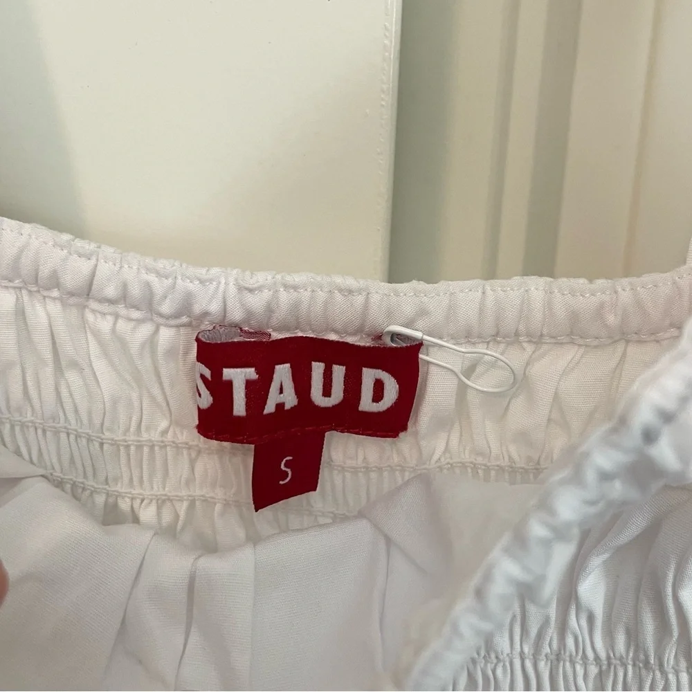 NWOT STAUD Ida Smocked midi dress white size small - Picture 5 of 10